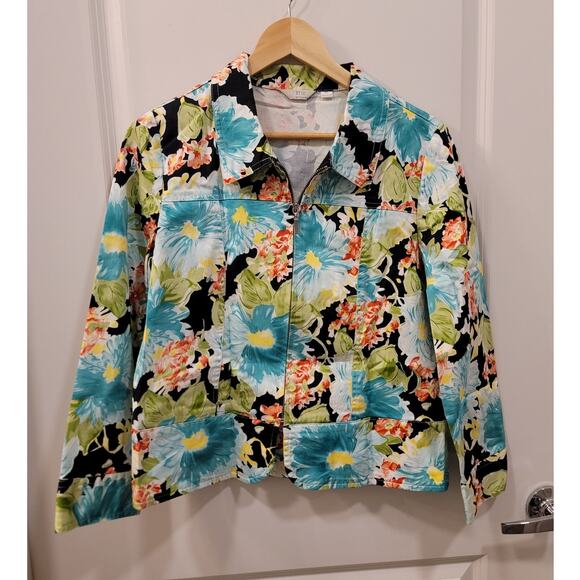 Erin London floral zip front abstract vintage jacket - Picture 8 of 9